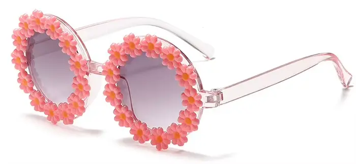 Lunettes de soleil pour enfants, lunettes de soleil rondes à fleurs pour filles et garçons, lunettes