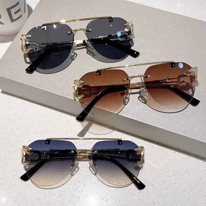 Lunettes de soleil vintage sans monture pour femmes