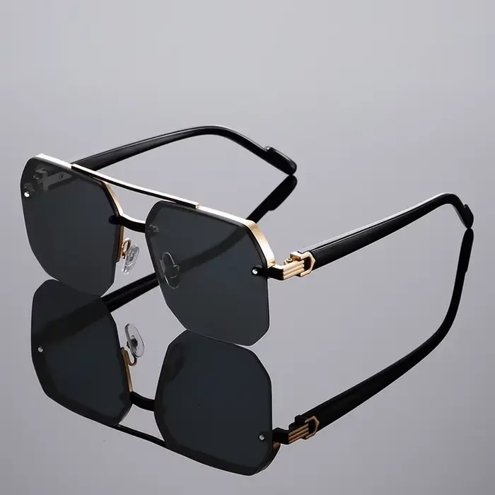 GM LUMIAS lunettes de soleil surdimensionnées semi-sans monture hommes mode Vintage dégradé nuances 