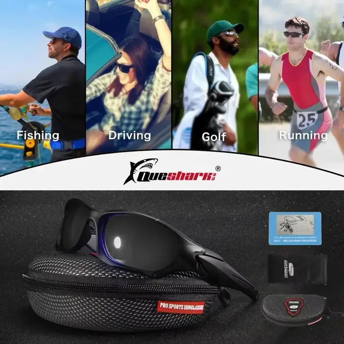 QUESHARK hommes femmes HD polarisé Sport pêche lunettes de soleil UV400 Anti-éblouissement randonnée