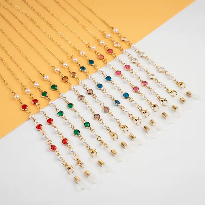 Chaîne de lunettes de soleil en perles de cristal colorées