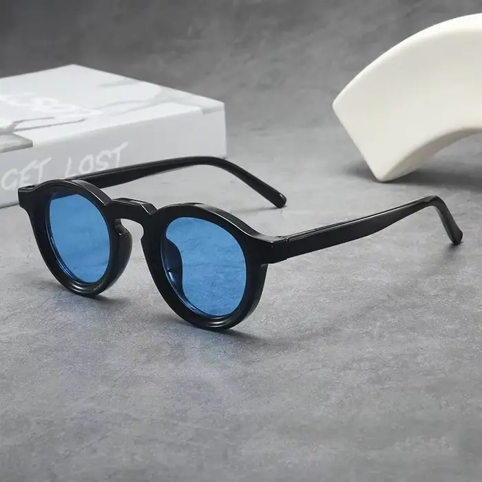 Lunettes de soleil rondes rétro à petite monture, personnalisées, haut de gamme, pour hommes et femm