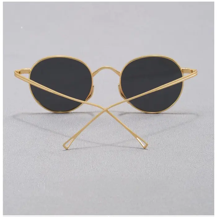 Lunettes de soleil rondes Vintage en métal doré pour hommes et femmes