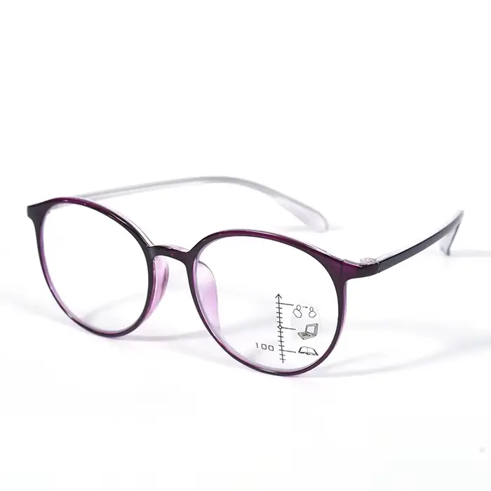 Lunettes de lecture multifocales progressives de couleur violette pour femmes, monture ronde Ultra l