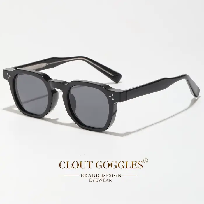 CLOUT GOGGLES Lunettes de soleil classiques rétro pour hommes et femmes, monture carrée à rivets TR+