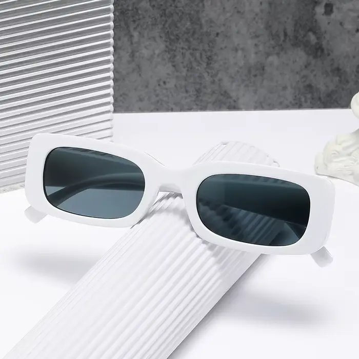 Lunettes de soleil carrées noires pour hommes, petites lunettes de soleil rectangulaires, rétro, len