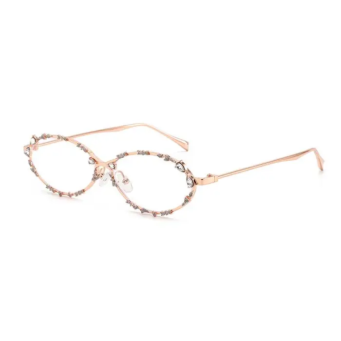Y2K – lunettes ovales avec strass brillants, mode coréenne, blocage de la lumière bleue, monture opt