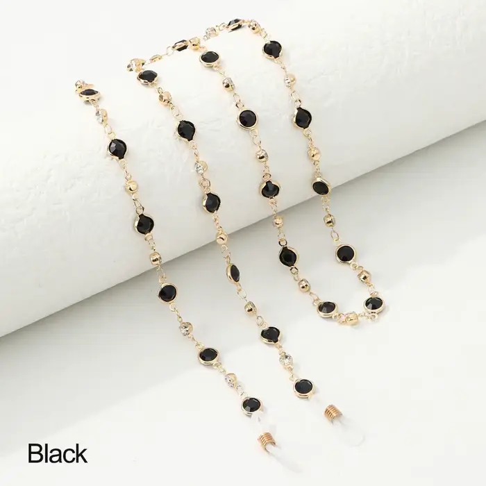 JOAcrylic-Lunettes de soleil en cristal pour femmes et hommes, collier de perles de verre, bracelet 
