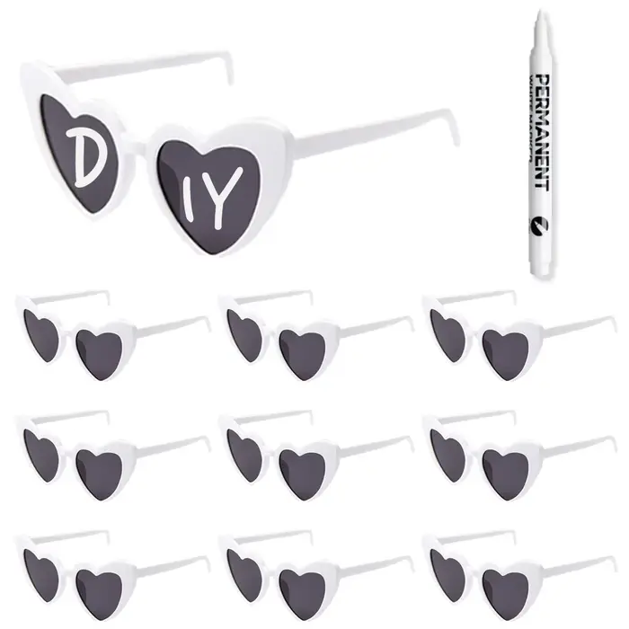 100-10 pièces lunettes de soleil de mariage bricolage lunettes de soleil coeur personnalisées avec s