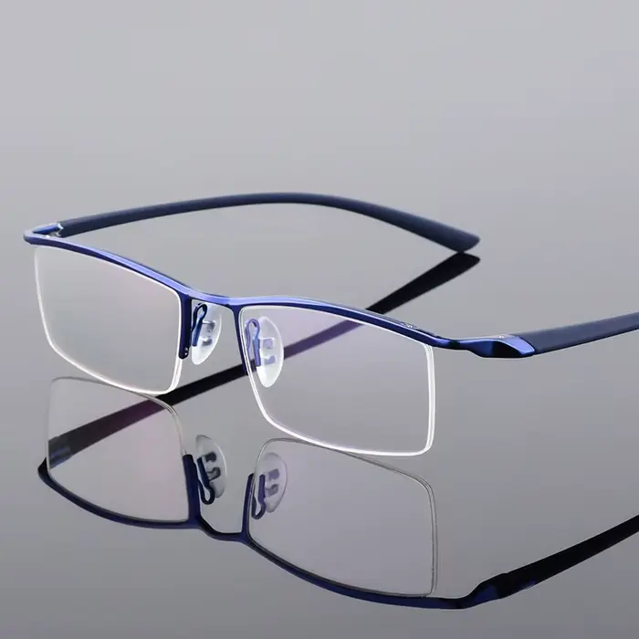 Browline demi-jante monture de lunettes en métal pour hommes