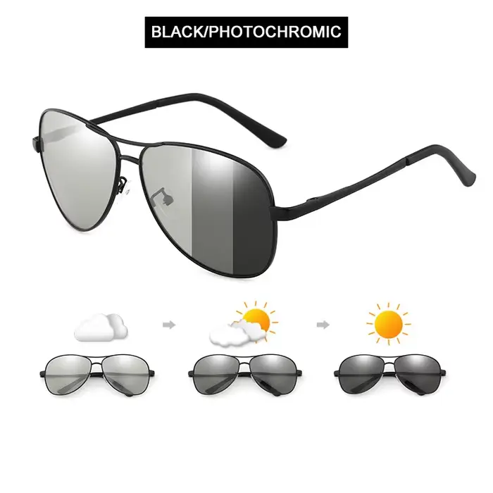 Lunettes de soleil photochromiques pilote classique hommes femmes mode caméléon lunettes de soleil p