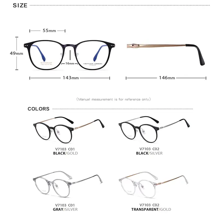 Lunettes optiques anti-lumière bleue de marque VEITHDIA, monture en titane TR90, anti-fatigue, pour lecture sur ordinateur, rondes, unisexes, E71F03