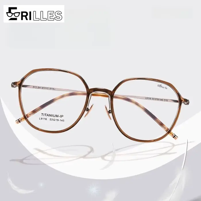 Lunettes en titane à plumes de 7.1g, montures elliptiques Vintage à monture complète, petites lunett
