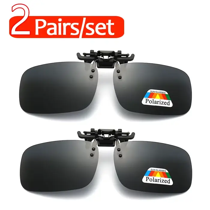 Lunettes de soleil polarisées Clip 2Pcs Set Myopie Lunettes Clip Pilote De Pêche Nuit Vision Myopie 