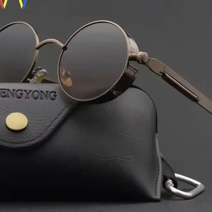 Lunettes de soleil rondes steampunk classiques pour hommes et femmes