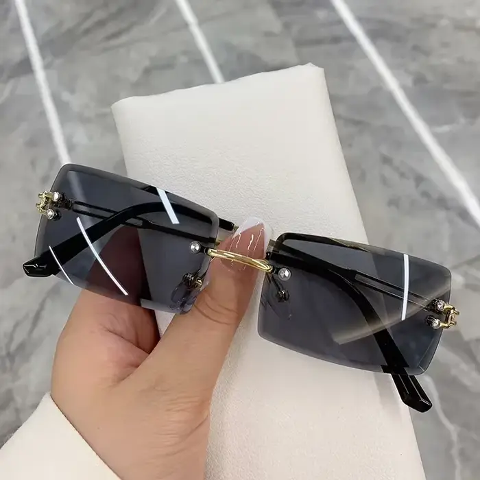 Lunettes de soleil Vintage à la mode pour femmes, sans bords, sans cadre, rectangulaires, dégradées 