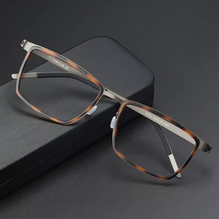 Marque de luxe Design sans vis 150 m de longueur lunettes cadre ultraléger pur titane Rectangle gran