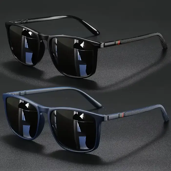 2 paires de lunettes de soleil de luxe carrées vintage décontractées et tendance pour hommes et femmes