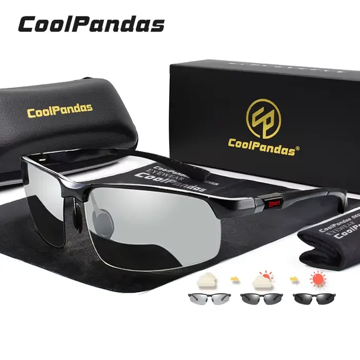 Nouveau aluminium sans monture lunettes de soleil photochromiques hommes lunettes de conduite polari