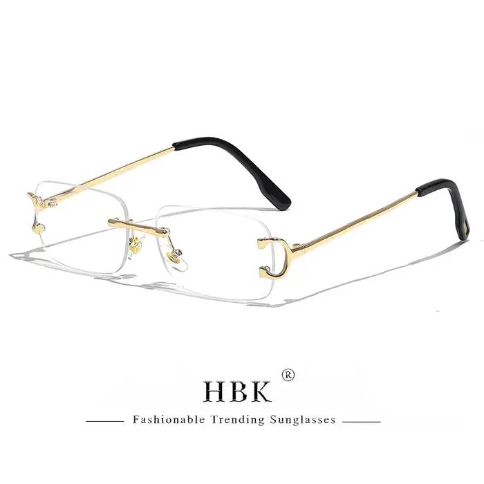 HBK rétro sans bordure lunettes de soleil femmes carré cadre mental lunettes de soleil conception en