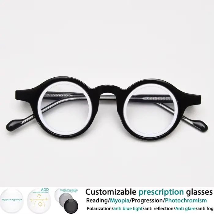 Lunettes de lecture rondes rétro Punk pour hommes et femmes, monture tendance en résine bloquée de c