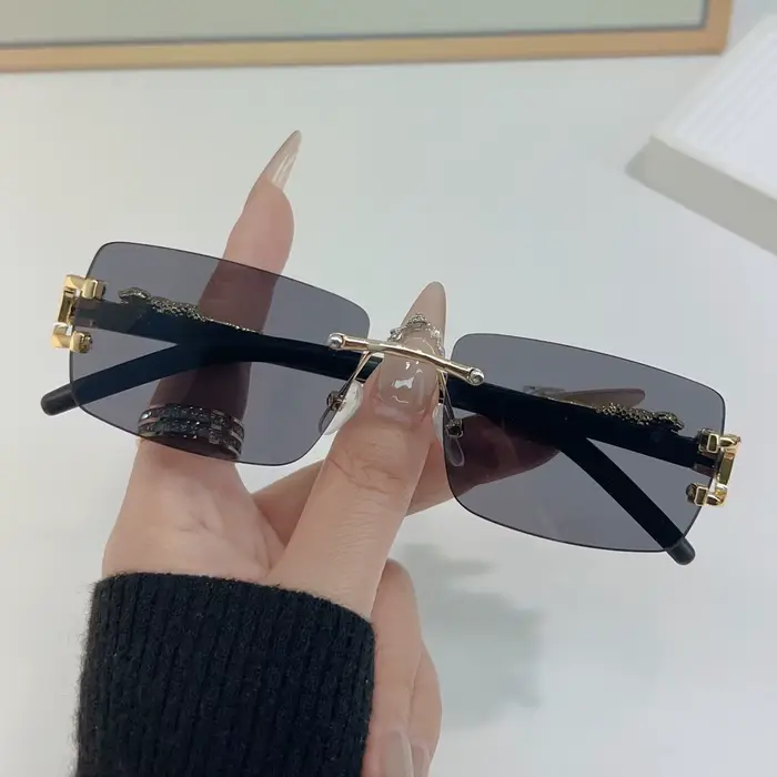 Lunettes de soleil rectangulaires personnalisées sans cadre pour femmes et hommes, 1 pièce, à la mod