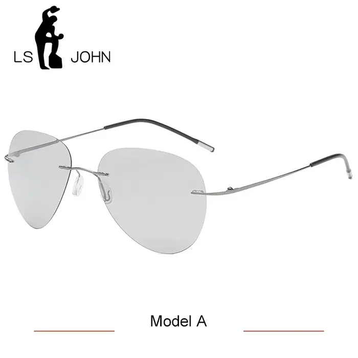 LS JOHN nouveau pilote photochromique lunettes de soleil polarisées hommes ultraléger titane sans mo
