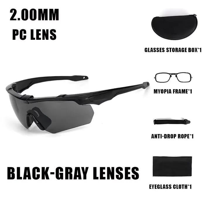 JSJM extérieur militaire 2.0MM lunettes tactiques coupe-vent anti-poussière CS tir UV400 lunettes de