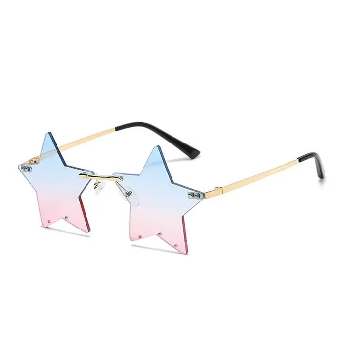Lunettes de soleil carillon en forme d'étoile sans monture, lunettes de fête, pentagramme drôle, lun
