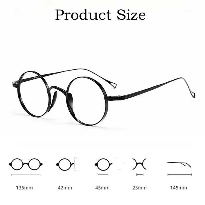 YIMARUILI Ultra-léger pur titane large bord rétro rond monture de lunettes myopie Prescription lunet