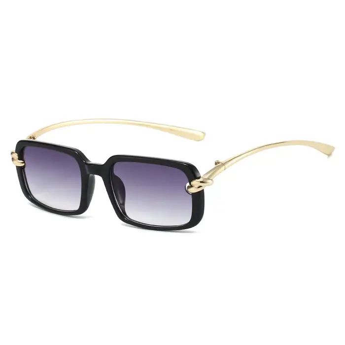 2026 Nouvelles lunettes carrées rétro tendance | Détail de noeud doré et tempes métalliques | Style Edgy-Girly Y2K
