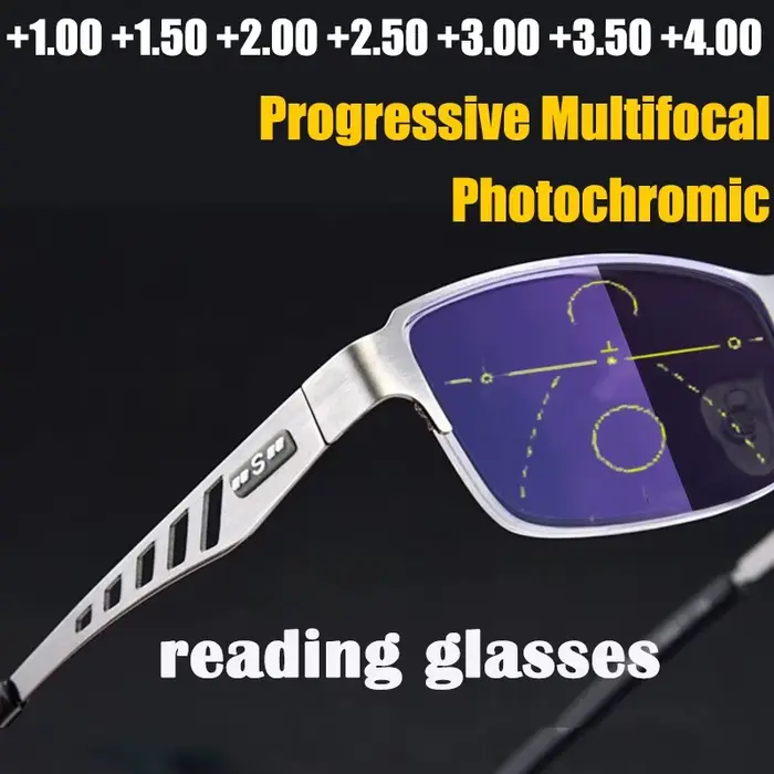 Lunettes de lecture multifocales photochromiques pour hommes, réglage 2025, lunettes d'affaires prog