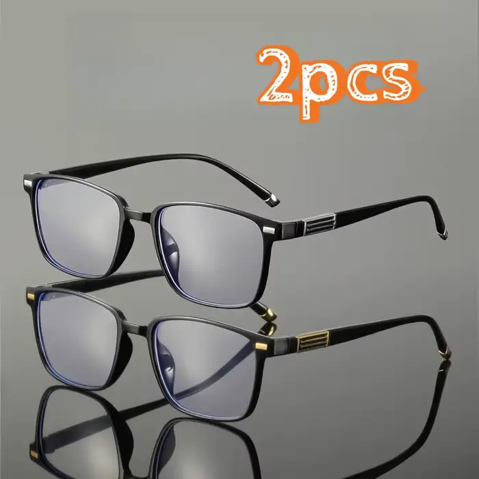 Lunettes de lecture rectangulaires à rivets pour hommes, 2 pièces, monture et verres en PC durables,