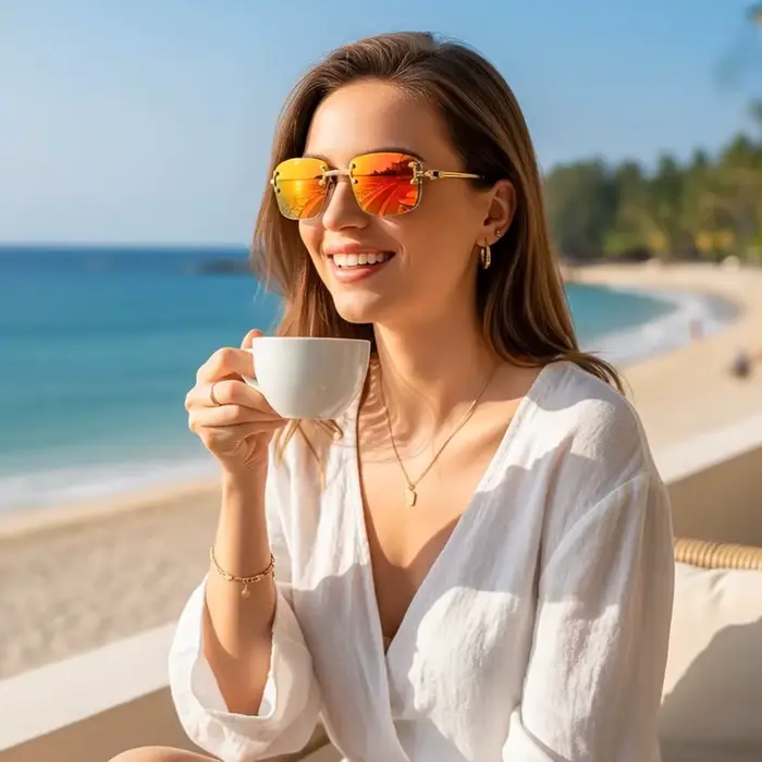 CATERSIDE Punk Rectangle lunettes de soleil hommes femmes luxe concepteur sans monture dégradé lenti
