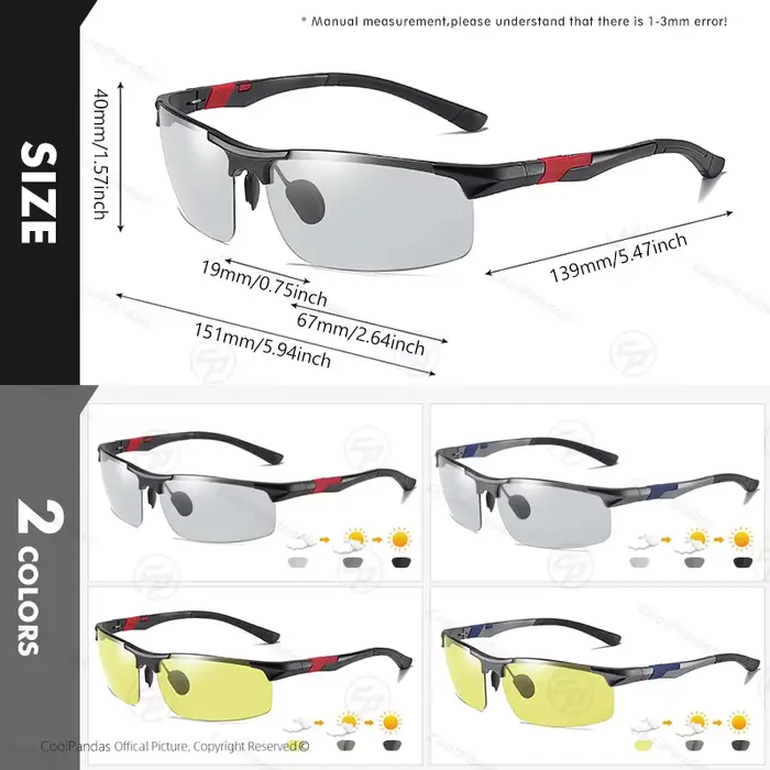 Lunettes de soleil polarisées photochromiques pour hommes, vision jour et nuit, anti-absorbe ouissem
