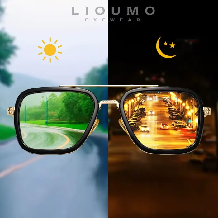 LIOUMO – lunettes de soleil polarisées et photochromiques Tony Stark pour hommes et femmes, lunettes