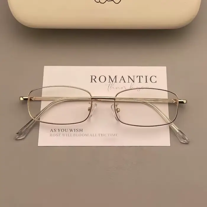 Y2K argent Vintage métal cadre étroit petites lunettes carrées mode Harajuku lunettes pour hommes fe