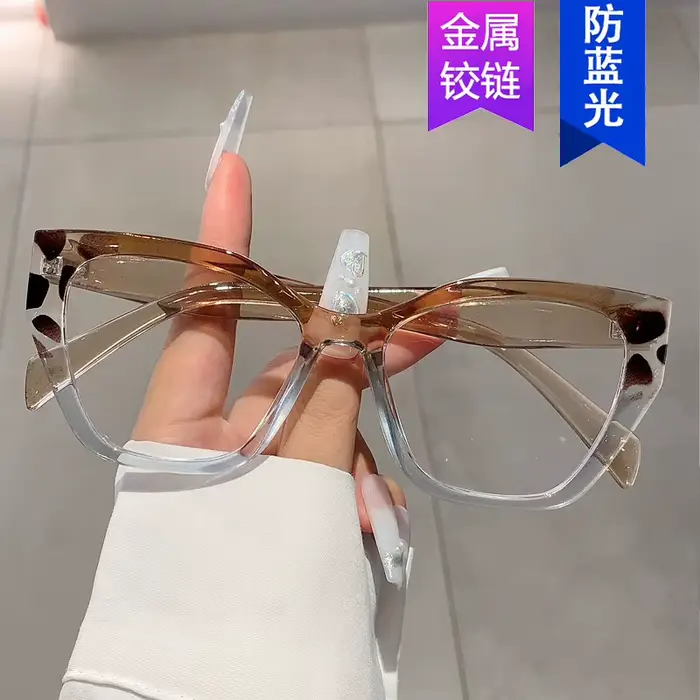 Marque de luxe concepteur femmes mode oeil de chat Anti lumière bleue lunettes Double couleur grand 