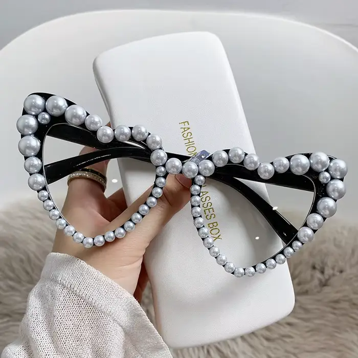 Nouvelle mode De luxe scintillant perle d'amour lunettes De soleil femmes Vintage