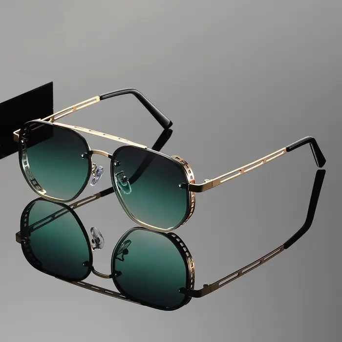 1 pièce, lunettes à double faisceau plein cadre, design haut de gamme, branches découpées, design un