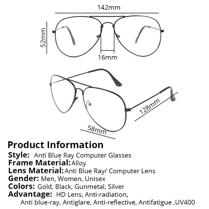 Anti Blue Light Glasses For Computer Women Men Oval Round Spectacle Frame Clear Lens UV400
