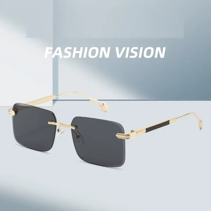 Lunettes de soleil carrées en métal de luxe pour hommes