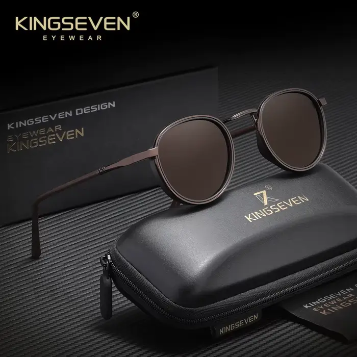 KINGSEVEN Lunettes de soleil rétro pour hommes et femmes, monture ronde, polarisées, accessoires de
