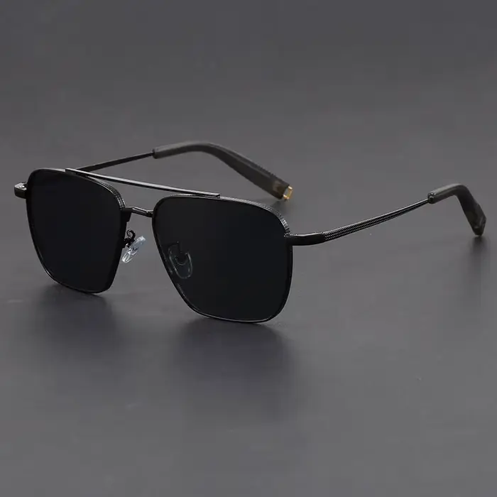 Lunettes de soleil à verres dégradés pour hommes, antidérapantes, en métal, grande monture, couleur 