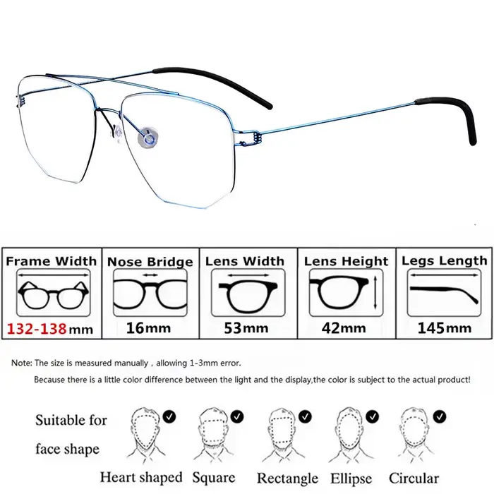 Danemark marque hommes lunettes carrées cadre Double faisceau titane