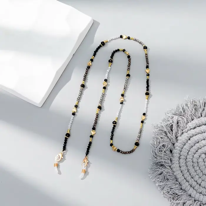 Chaîne de lunettes perlée en cristal, chaîne minimaliste pour lunettes, collier pour femmes, cordon
