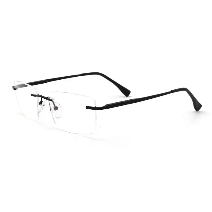 Montures de lunettes rectangulaires sans monture pour hommes, lunettes optiques carrées en métal d'a