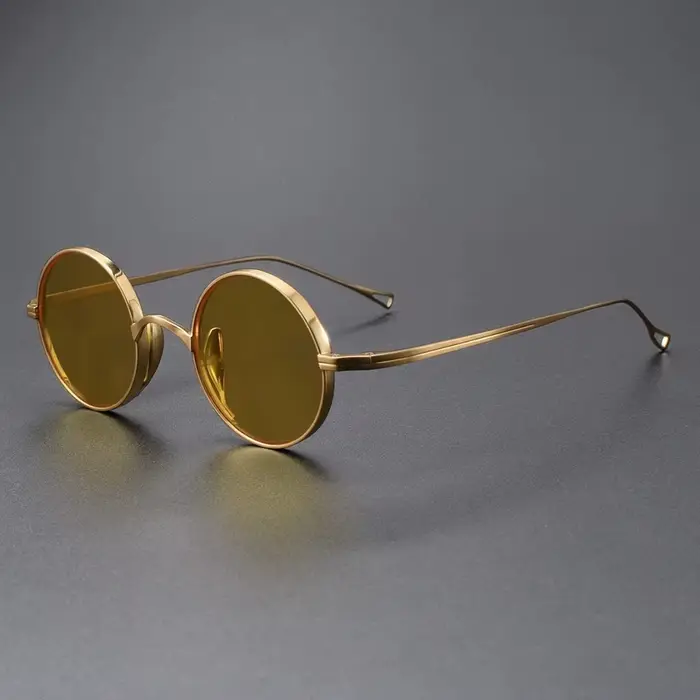 Lunettes de soleil vintage rondes en titane pour hommes et femmes