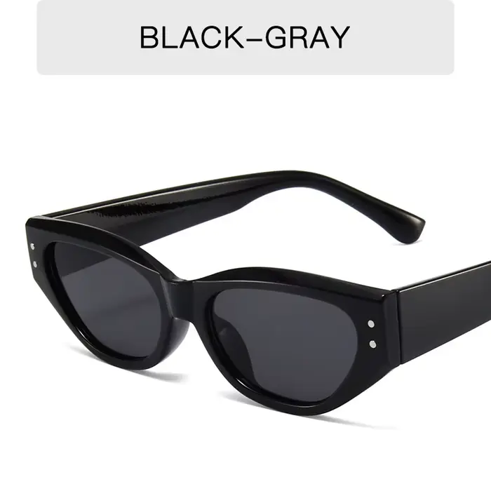 Lunettes de soleil œil de chat rétro pour femmes et hommes, petites lunettes Vintage à rivets, marqu