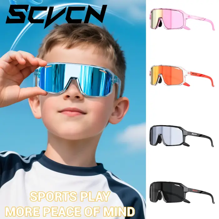 Lunettes de soleil pour vélo SCVCN pour garçons, lunettes de cyclisme pour enfants, UV400, lunettes 